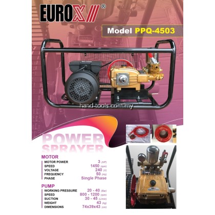  EUROX PPQ4503 3HP 40Bar Plunger Pump/ Power Sprayer with Electric Motor